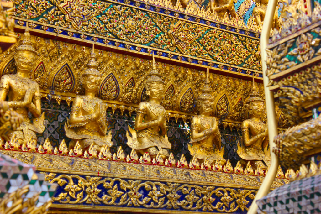 Colours and gold abound in the temple. 